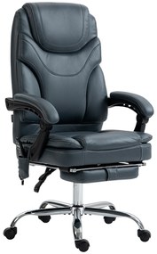 Vinsetto Cadeira de Escritório Massagem 6 Pontos Vibração Aquecimento Estofada Confortável em Couro PU 67x67x113-121 cm Cinza | Aosom Portugal