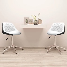 vidaXL Cadeiras jantar giratórias 2 pcs couro artificial branco/preto