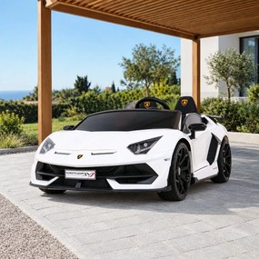 Carro elétrico para Crianças 2 Lugares Lamborghini SVJ DRIFT Rodas espuma EVA, e plástica (trás) assento couro ecológico Branco