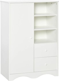 HOMCOM Armário Multiuso Branco 5 Prateleiras 3 Compartimentos Abertos e 2 Gavetas 85,7x49,2x123,8 cm | Aosom Portugal