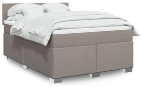 vidaXL Cama com molas/colchão 140x200 cm tecido castanho-acinzentado