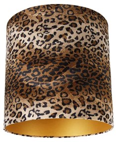 Abajur de veludo com estampa de leopardo 40/40/40 interior dourado Clássico / Antigo