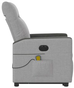 Poltrona elétrica elevatória massagens tecido cinzento-nublado