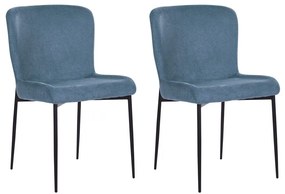 Conjunto de 2 cadeiras de jantar em tecido azul ADA Beliani