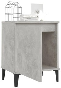 Mesa de cabeceira c/ pernas em metal 40x30x50 cm cinza cimento