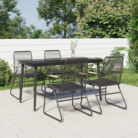 vidaXL Conjunto de jantar para jardim 5 pcs vime PVC preto
