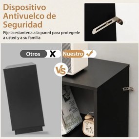 Estante com 6 cubos de madeira de 2 níveis 120 x 35 x 79,5 cm com pés de metal ajustáveis em 5 posições Preto
