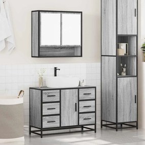 2 pcs conjunto móveis WC derivados de madeira sonoma cinza