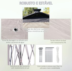 Tenda Dobrável Exterior 3,3x3,3x2,9 m com Luzes LED e Controle Remoto