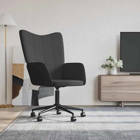vidaXL Cadeira de descanso PVC e veludo preto