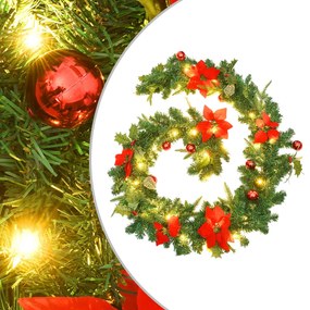 vidaXL Grinalda de Natal com luzes LED 2,7 m PVC verde