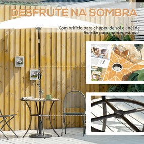 Outsunny Mesa de Jardim Redonda Mesa Auxiliar de Mosaico com Pés de Metal com Orifício para Chapéu de Sol para Pátio Terraço Ø75x75 Bege e Marrom