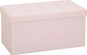 HOMCOM Puff de Arrumação Banco Dobrável 84 L 76x38x38 cm Estofado em Linho Sintético, Baú de Arrumação Rosa | Aosom Portugal