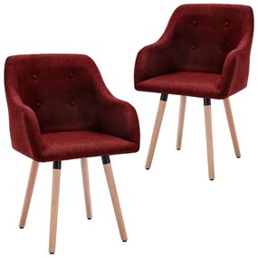 vidaXL Cadeiras de jantar 2 pcs tecido vermelho tinto