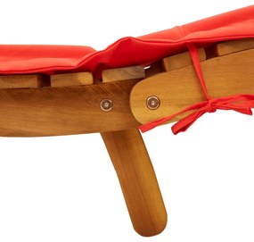 Espreguiçadeira com almofadão madeira de acácia maciça vermelho