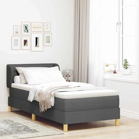 vidaXL Cama Box com colchão Cinzento escuro 90 x 200 cm tecido