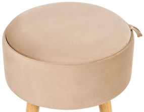 Tamborete com arrumação em veludo creme NEELY Beliani