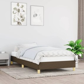 Estrutura de cama sem colchão 90x200 cm tecido castanho-escuro