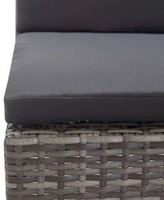 Conjunto lounge de jardim c/ almofadões 3 pcs vime PE cinzento