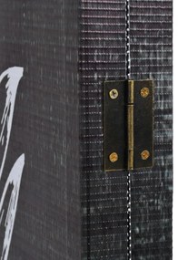 Biombo dobrável com estampa de penas 160x170 cm preto e branco