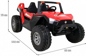 Buggy elétrico para Crianças 24V 4x4 2 Lugares Clash Rodas de EVA, Assento de couro Vermelho