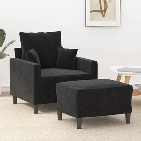 vidaXL Poltrona com apoio de pés 60 cm veludo preto