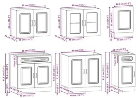 7 peças armário de cozinha conjunto Kalmar sonoma carvalho