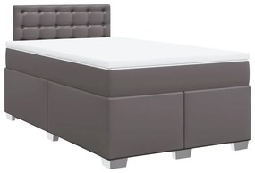 Cama boxspring com colchão 120x190 cm couro artificial cinzento