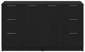 Buffets 2 pcs Madeira de Carvalho Preto 60x30x70 cm Madeira engenheira