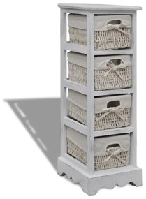 240797 vidaXL Prateleiras de arrumação em madeira com 4 cestos, branco