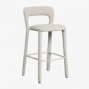 Banco Alto Com Encosto Estofado Brusel ↑75 Cm & Tecido Branco Quebrado - Sklum