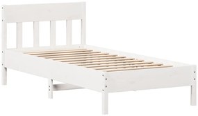 Cama sem colchão 90x200 cm madeira de pinho maciça branco