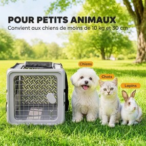 Transportadora para Gatos e Cães Dobrável, 49,5 x 34 x 35,5 cm, Tecido Impermeável, Cinzenta
