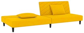 Sofá-cama 2 lugares com duas almofadas veludo amarelo