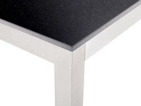 Mesa de refeições em inox e tampo em  granito preto polido 180 x 90 cm GROSSETO Beliani