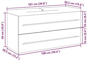 2 pcs conj. móveis casa banho derivados madeira cinza cimento