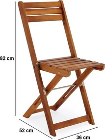 Conjunto de jardim uma mesa e duas cadeiras em madeira de acácia dobrável com 3 peças Castanho