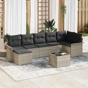 Conjunto de Sofá de Jardim de 8 Peças com Almofadas Cinza Polyrattan,