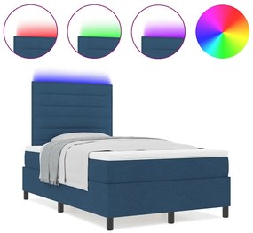 Cama Box Spring com Colchão e Luz LED Azul, 120 x 190 cm em Tecido