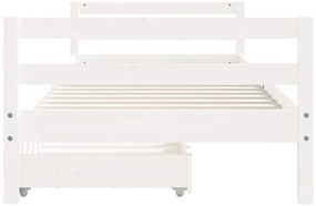 Estrutura cama infantil c/ gavetas 90x190cm pinho maciço branco