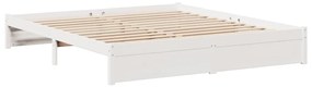 Cama com estante sem colchão 200x200 cm pinho maciço branco