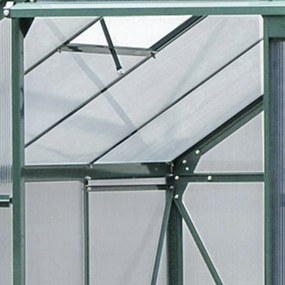 Outsunny Estufa de Jardim 2x2,5m de Policarbonato e Alumínio Estufa com Clarabóia Proteção UV 30 e Base 4,79 m² para Vasos Cultivos de Plantas e Flores Transparente