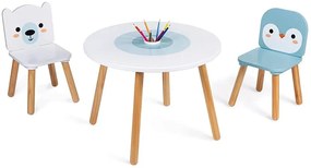 MESA E 2 CADEIRAS, 1 CADEIRA PINGUIM E 1 CADEIRA URSO POLAR BRANCO