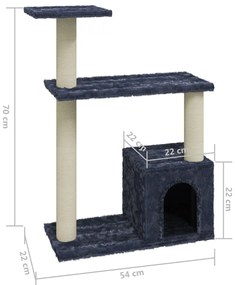 Árvore p/ gatos c/ postes arranhadores sisal 70 cm cinza-escuro