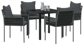 Conjunto de Jantar de Jardim 5 Peças com Almofadas e Cadeiras de Poli