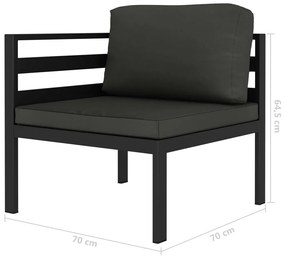 4 pcs conjunto lounge jardim com almofadões alumínio antracite