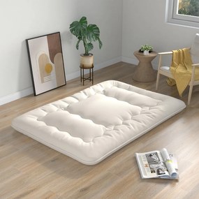 Colchão de enrolar Tapete de chão Tatami com capa lavável Tapete portátil com saco de transporte 200 x 140 x 10 cm Bege