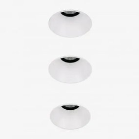 Pack De 3 Downlights Led Embutidos Sem Moldura Trimless Redondos Em Alumínio Luisiana Branco & Branco 3000k & Ø6,8 Cm & 8 W & 23º - Sklum
