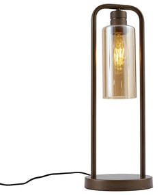 Candeeiro de Mesa Hotel Chic Bronze Escuro com Vidro Âmbar - Stavelot