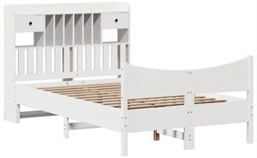 Cama sem colchão 135x190 cm madeira de pinho maciça branco